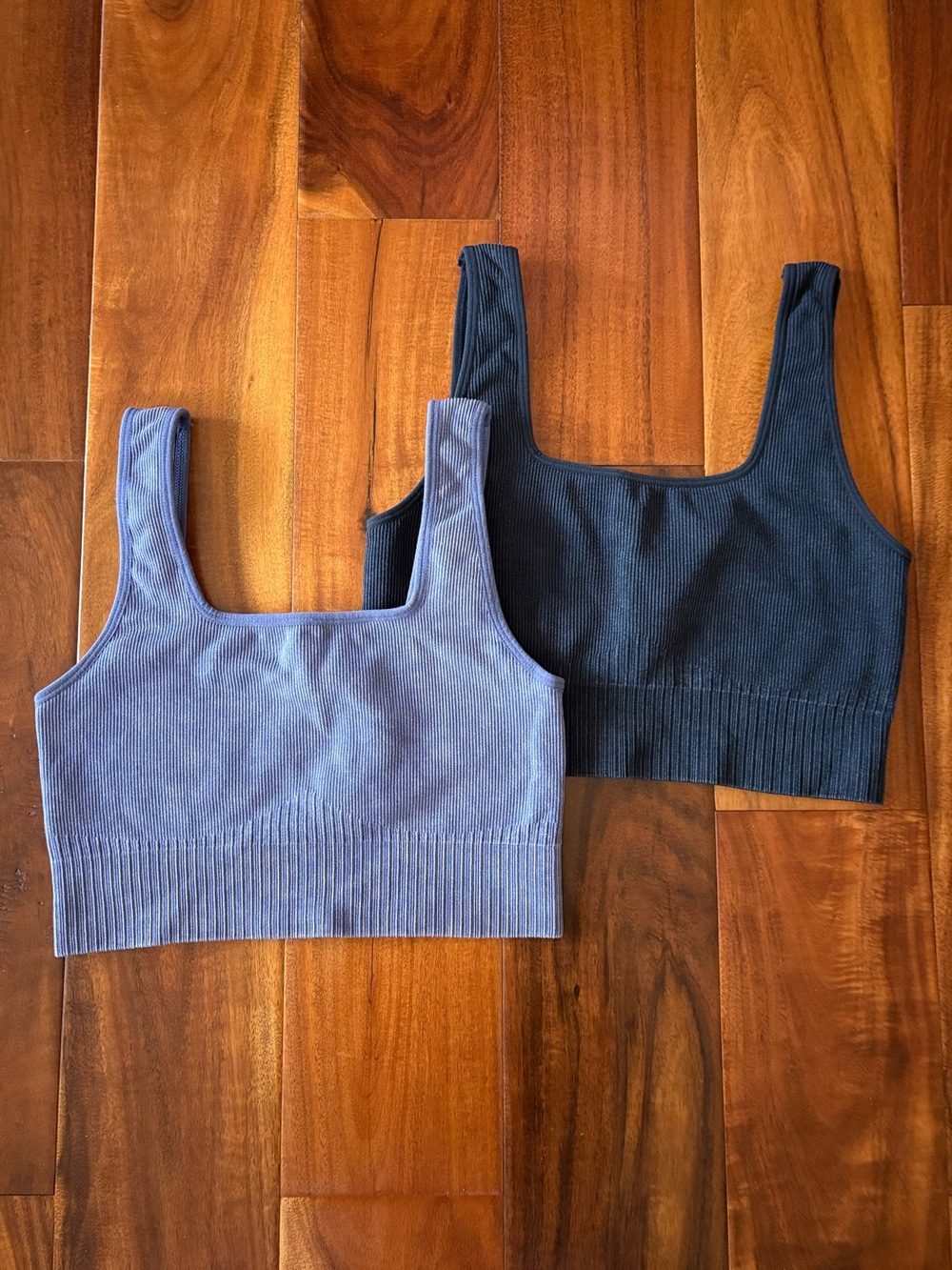 Ribbed Bralette Bundle in Dusty Blue + Black
